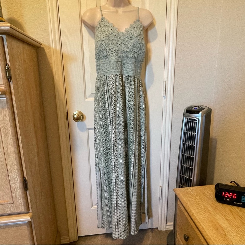 No Boundaries Green Embellished Maxi Dress Sleeveless Spaghetti Strap